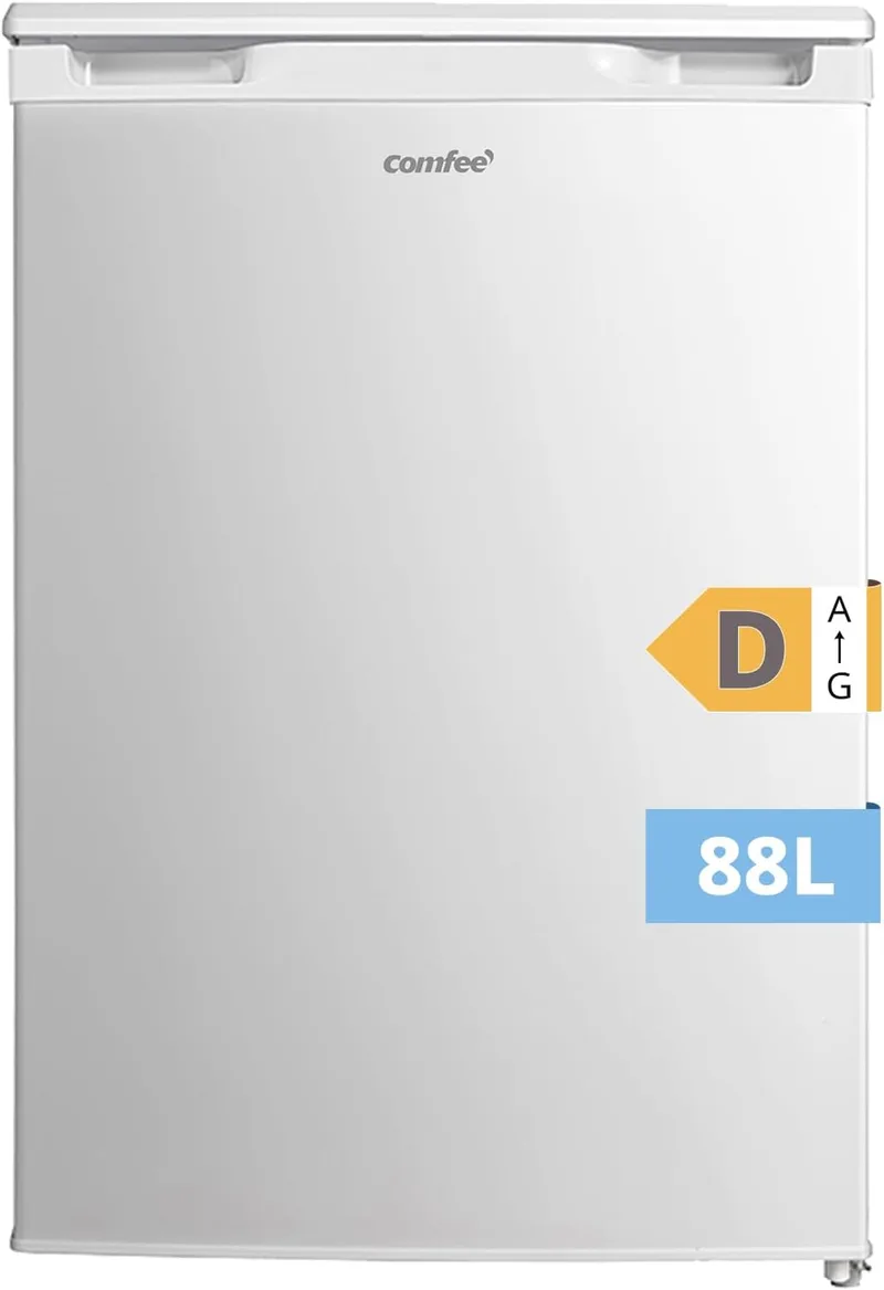 Comfee ▫️ ' RCU83WH3EU(E) Congelador vertical autónomo 88 litros, 3 gavetas, congelador de grande capacidade, termóstato regulável, porta reversível, branco