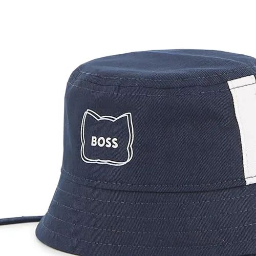 BOSS ▫️ Gorro de algodão orgânico, estampado, para menino, azul cargo, 44 3