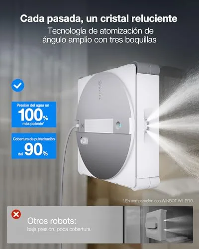 ECOVACS ▫️ Robô limpador de vidros WINBOT W3 OMNI com estação multifunções, autolavagem do esfregão, limpeza inteligente de bordas, pulverizador triplo, controlo através da aplicação e proteção em 12 fases 4