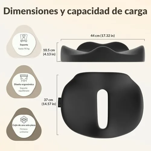 COSYLAND ▫️ Almofada para Cadeira de Escritório, Almofada Ergonómica para o Cóccix em Espuma Viscoelástica, Almofada de Assento Ideal para Cadeiras de Computador, Gaming e Automóvel, Capa Lavável, Preto, 44×37×10,5 cm 3