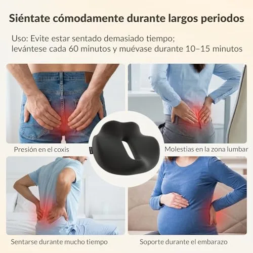 COSYLAND ▫️ Almofada para Cadeira de Escritório, Almofada Ergonómica para o Cóccix em Espuma Viscoelástica, Almofada de Assento Ideal para Cadeiras de Computador, Gaming e Automóvel, Capa Lavável, Preto, 44×37×10,5 cm 4