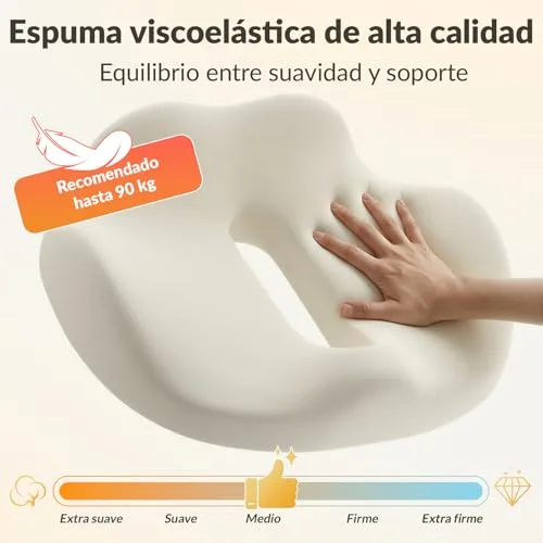 COSYLAND ▫️ Almofada para Cadeira de Escritório, Almofada Ergonómica para o Cóccix em Espuma Viscoelástica, Almofada de Assento Ideal para Cadeiras de Computador, Gaming e Automóvel, Capa Lavável, Preto, 44×37×10,5 cm 5