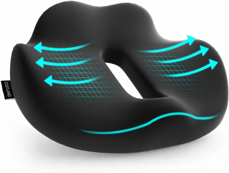 COSYLAND ▫️ Almofada para Cadeira de Escritório, Almofada Ergonómica para o Cóccix em Espuma Viscoelástica, Almofada de Assento Ideal para Cadeiras de Computador, Gaming e de Automóvel, Capa Lavável, 44×37×10,5 cm