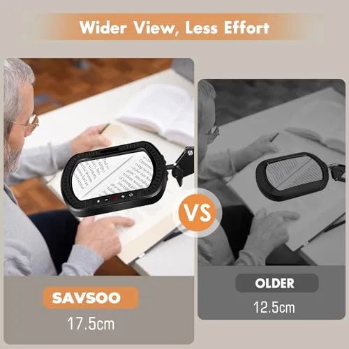 SAVSOO ▫️ Lupa de 3 braços com luz para fabricantes e amadores – Lente quadrada de vidro, lâmpada de lupa regulável, detalhes nítidos sem distorção, grande distância de trabalho para soldadura precisa 3