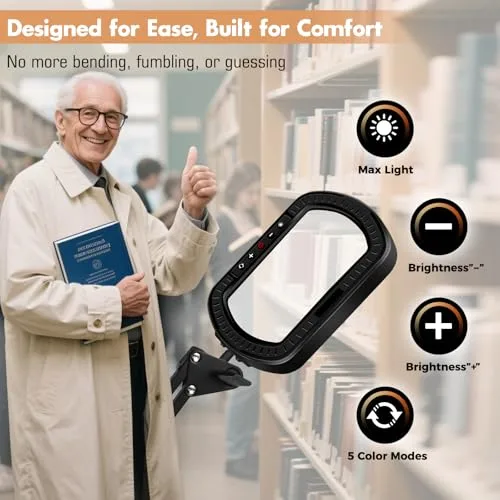 SAVSOO ▫️ Lupa de 3 braços com luz para fabricantes e amadores – Lente quadrada de vidro, lâmpada de lupa regulável, detalhes nítidos sem distorção, grande distância de trabalho para soldadura precisa 5