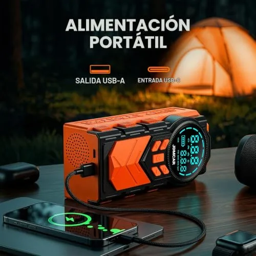 JDMCAR ▫️ Arrancador de baterias para automóveis com compressor - 4 em 1 com ecrã LCD 5