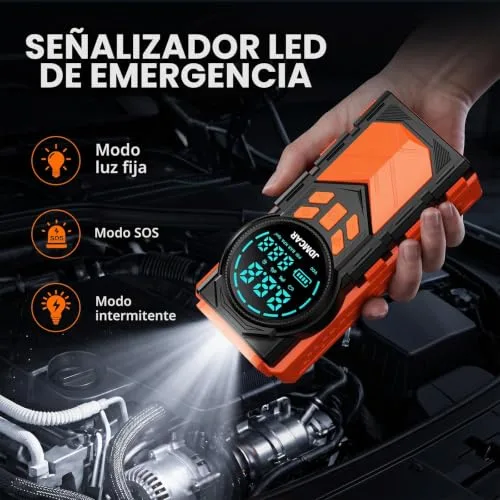 JDMCAR ▫️ Arrancador de baterias para automóveis com compressor - 4 em 1 com ecrã LCD 6