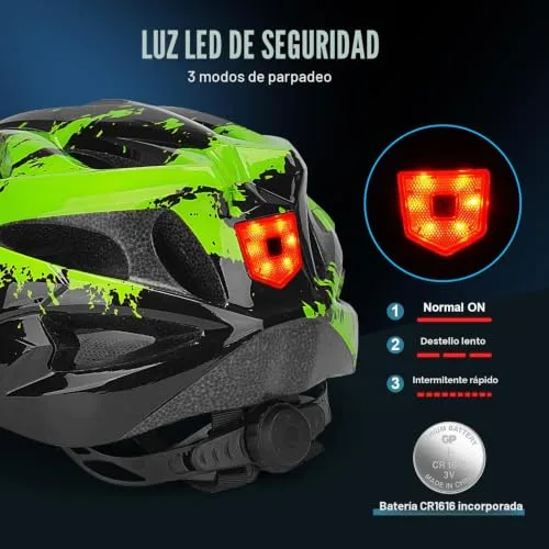 Moplasz ▫️ Capacete de bicicleta para adulto, capacete de ciclismo com luz ajustável, 57-62 cm 3
