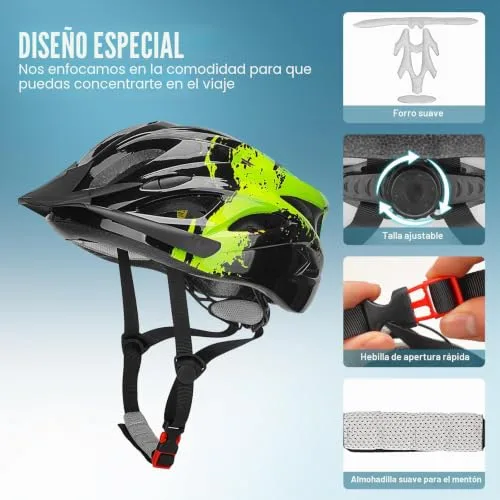 Moplasz ▫️ Capacete de bicicleta para adulto, capacete de ciclismo com luz ajustável, 57-62 cm 4