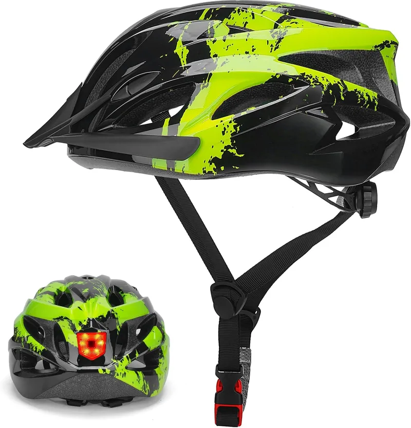 Moplasz ▫️ Capacete de bicicleta para adulto, capacete de ciclismo com luz ajustável, 57-62 cm