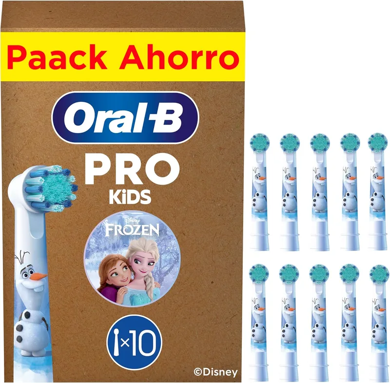 Oral-B ▫️ Kids - Cabeças de escova de substituição originais para crianças a partir dos 3 anos, embalagem de 10 | Cabeças de escova genuínas para a escova de dentes elétrica Pro Kids, com personagens da Disney «Frozen», suaves para as gengivas