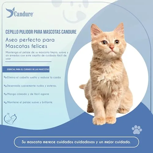 Candure ▫️ Pente para cães e escova para gatos que remove pêlo curto morto dos animais de estimação; escovas de higiene em aço inoxidável que desembaraçam os nós, para animais de estimação pequenos, médios e grandes (escova azul-celeste) 7