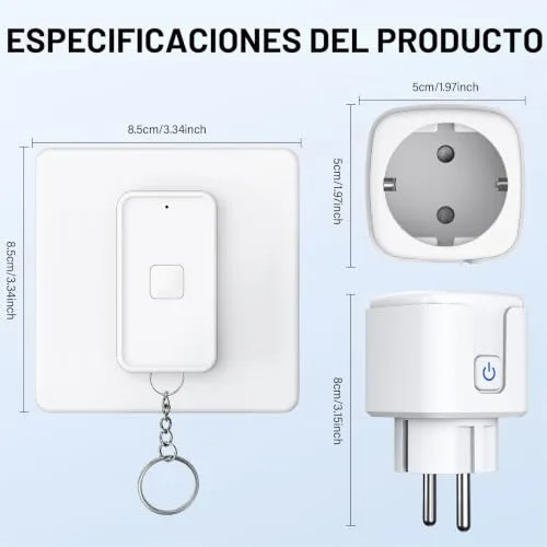 AMIPOW ▫️ Tomada com controlo remoto, tomada sem fios de 16 A e 3840 W, alcance de funcionamento de 100 pés, com controlo remoto magnético para eletrodomésticos e candeeiros 2