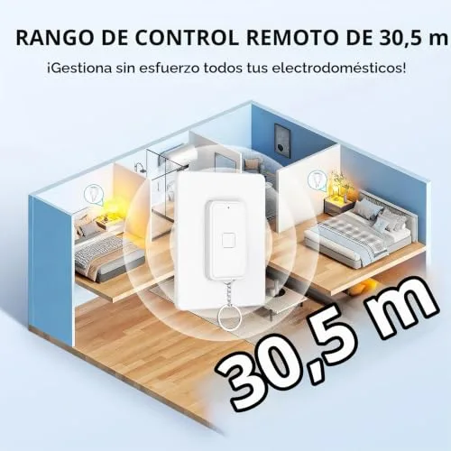 AMIPOW ▫️ Tomada com controlo remoto, tomada sem fios de 16 A e 3840 W, alcance de funcionamento de 100 pés, com controlo remoto magnético para eletrodomésticos e candeeiros 3