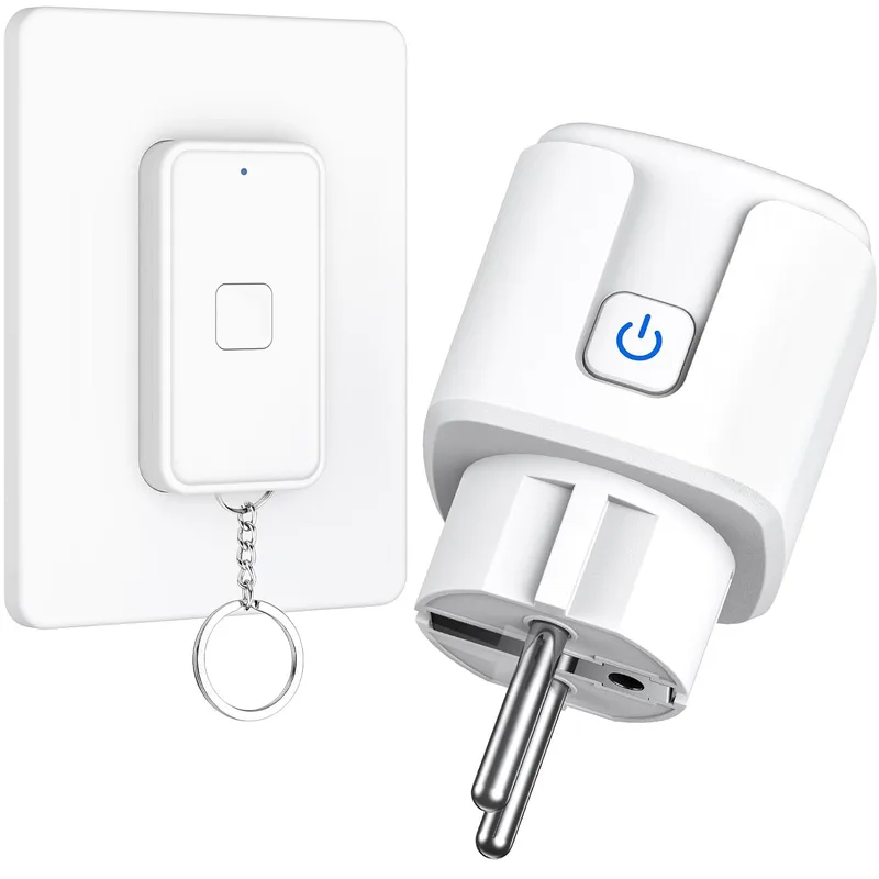 AMIPOW ▫️ Tomada com controlo remoto, tomada sem fios de 16 A e 3840 W, alcance de funcionamento de 100 pés, com controlo remoto magnético para eletrodomésticos e candeeiros