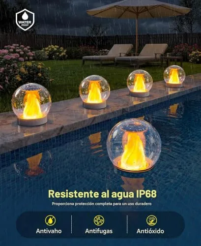 PoolLeader ▫️ Luzes solares flutuantes para piscina com efeito de chama dinâmico 4