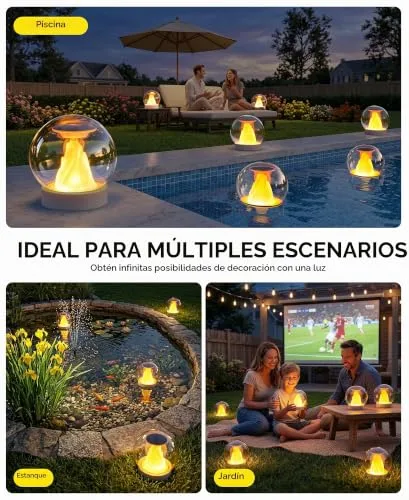 PoolLeader ▫️ Luzes solares flutuantes para piscina com efeito de chama dinâmico 7