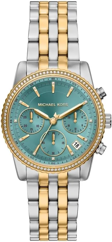 Michael Kors ▫️ Bryant MK7582 - Relógio de aço inoxidável bicolor para mulher, 35 mm