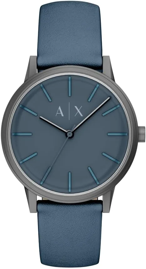 Armani Exchange ▫️ Relógio para homem, movimento de quartzo com três ponteiros e caixa de 42 mm com bracelete em pele