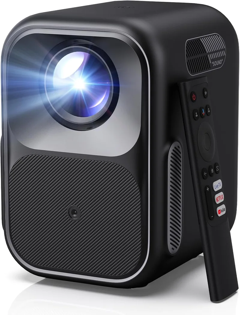 WEMAX ▫️ Projetor Google TV com Netflix oficial, 1080P nativo (suporte 4K), 300 lúmenes ISO, motor ótico selado anti-poeira, focagem automática e trapezoide automático, HDR10, áudio Dolby, WiFi 5G/BT, cinema em casa