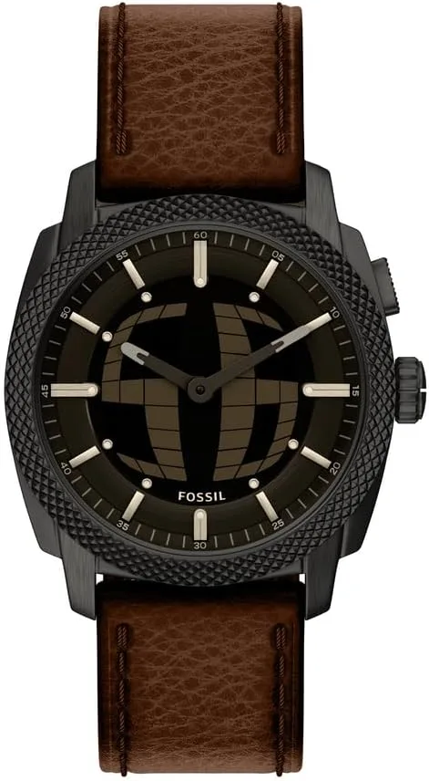 Fossil ▫️ Relógio Machine para homem, movimento analógico-digital «Big Tic» de 41 mm com bracelete em aço inoxidável ou couro