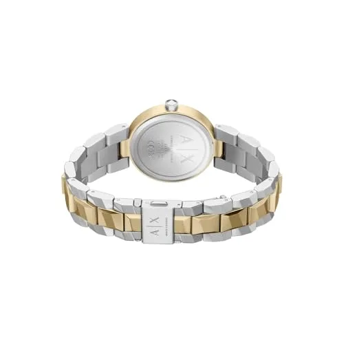 Armani Exchange ▫️ Relógio para mulher, movimento de quartzo com dois ponteiros e caixa de 34 mm com bracelete em aço inoxidável ou couro 5