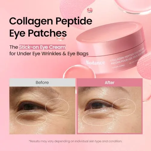 Biodance ▫️ Patches para os olhos com peptídeos de colagénio, antirranhuras para linhas de expressão e bolsas, contorno dos olhos, cuidados da pele à coreana (60 unidades) 2