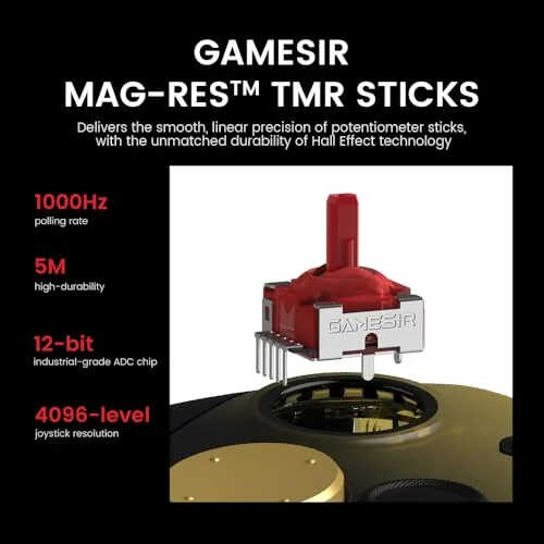 GameSir ▫️ G7 Pro – Comando de 1000 Hz com base de carregamento para Xbox Series X|S, Xbox One, Windows 10/11 e Android – Joysticks TMR, gatilhos ajustáveis e 4 botões programáveis – Dourado 2