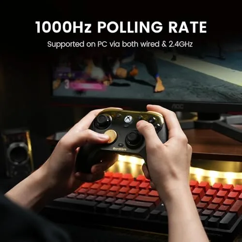 GameSir ▫️ G7 Pro – Comando de 1000 Hz com base de carregamento para Xbox Series X|S, Xbox One, Windows 10/11 e Android – Joysticks TMR, gatilhos ajustáveis e 4 botões programáveis – Dourado 4