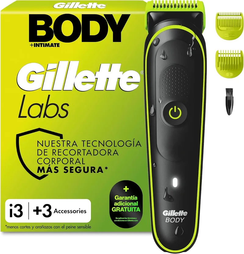 Gillette ▫️ Labs i3 Body + Intimate Trimmer para Homem, Preto/Verde