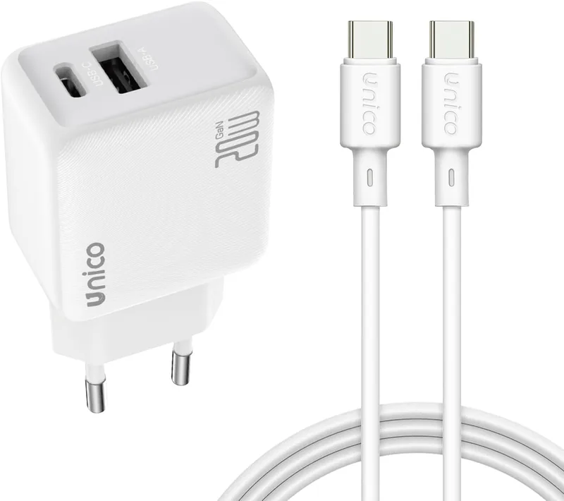 Unico ▫️ Carregador rápido de 20 W para iPhone 17 16 16 15 iPad Geração 10, Carregador USB C - Adaptador tipo C com cabo USB C de 1 m de 60 W
