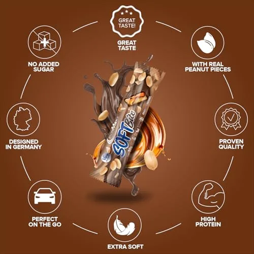 IronMaxx ▫️ SoftBite Barra Proteica de Amendoim e Caramelo, 12 × 50 g – Textura Extra Suave, Elevado Teor de Proteínas e Fibras, Sem Açúcares Adicionados, Ideal para o Consumo Diário 5