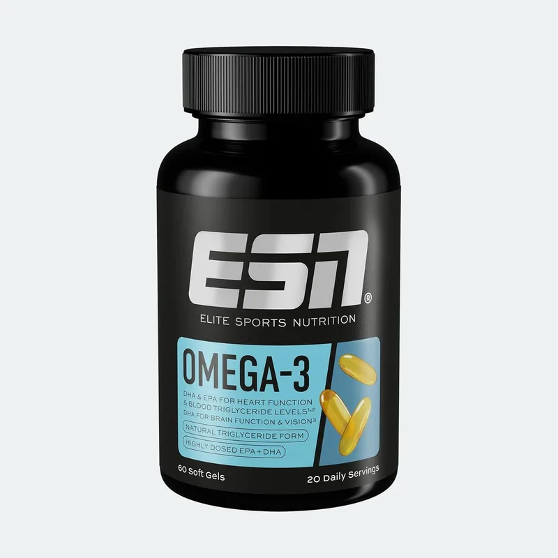 ESN ▫️ Omega-3, 60 cápsulas | EPA e DHA em doses elevadas, 1200 mg de EPA e 900 mg de DHA por dose, fabricado na Alemanha