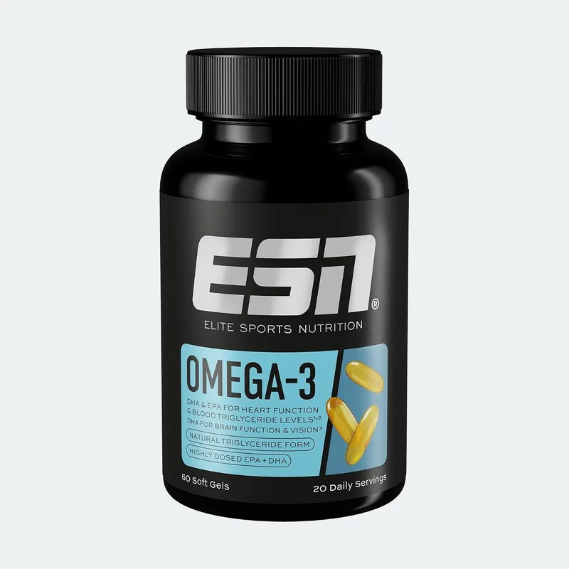 ESN ▫️ Omega-3, 60 cápsulas | EPA e DHA em doses elevadas, 1200 mg de EPA e 900 mg de DHA por dose, fabricado na Alemanha
