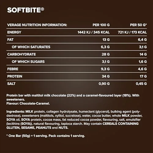 IronMaxx ▫️ SoftBite Barra Proteica de Chocolate e Caramelo, 12 × 50 g – Textura extra suave, elevado teor de proteínas e fibra, sem açúcares adicionados, ideal para levar 2