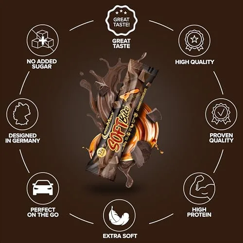 IronMaxx ▫️ SoftBite Barra Proteica de Chocolate e Caramelo, 12 × 50 g – Textura extra suave, elevado teor de proteínas e fibra, sem açúcares adicionados, ideal para levar 5