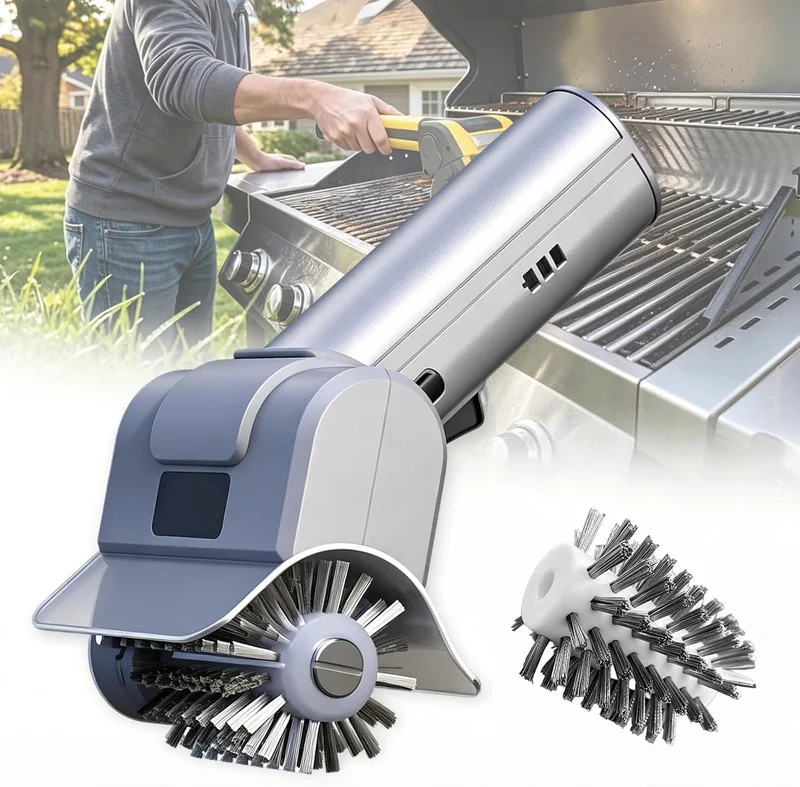 Zephviora ▫️ Escova elétrica sem fios para grelhador, limpador recarregável em aço inoxidável, 100 minutos de autonomia, à prova de água (IPX7) para grelhas de churrasco e fornos