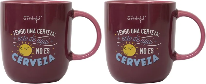 Mr. Wonderful ▫️ Caneca - Tenho a certeza: isto aqui não é cerveja - Caneca de café personalizada - Caneca de cerâmica com mensagem divertida (conjunto de 2)