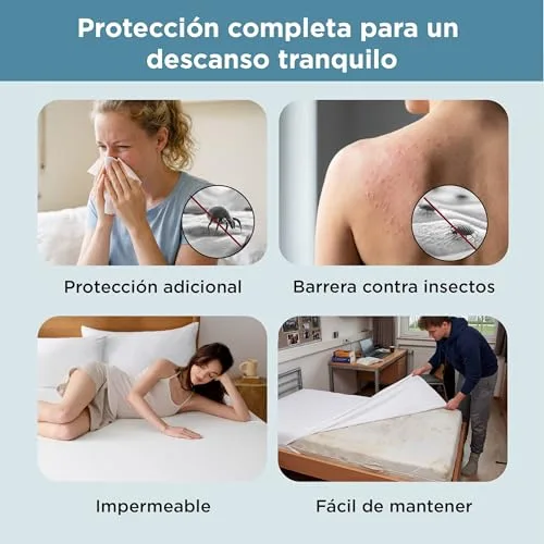 Bedsure ▫️ Proteção para colchão 90 x 200 cm - Anti-percevejos e anti-ácaros Branco 2