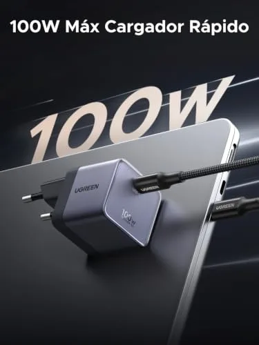 UGREEN ▫️ Nexode Air 100 W Carregador USB-C de carregamento rápido com cabo USB-C (cinzento) 2