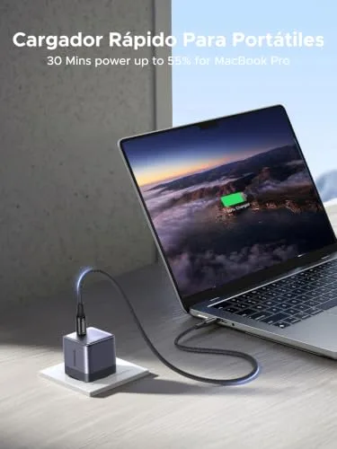 UGREEN ▫️ Nexode Air 100 W Carregador USB-C de carregamento rápido com cabo USB-C (cinzento) 4