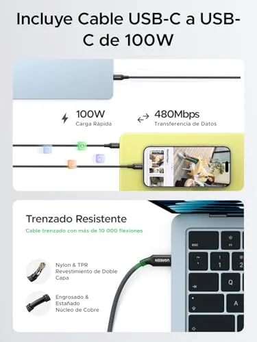 UGREEN ▫️ Nexode Air 65 W Carregador USB-C de carregamento rápido com cabo USB-C (cinzento) 5