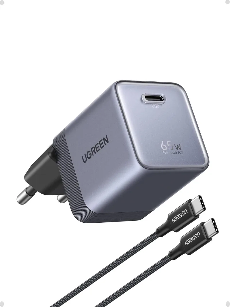 UGREEN ▫️ Nexode Air 65 W Carregador USB-C de carregamento rápido com cabo USB-C (cinzento)