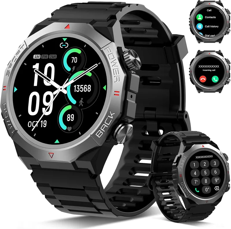 Ddidbi ▫️ Smartwatch militar de 1,39" com mais de 110 modos desportivos, frequência cardíaca e monitor de sono, Smartwatch de 1,39" para homens e mulheres com chamadas. Pulseira de atividade à prova de água IP68 para Android iOS(2026)