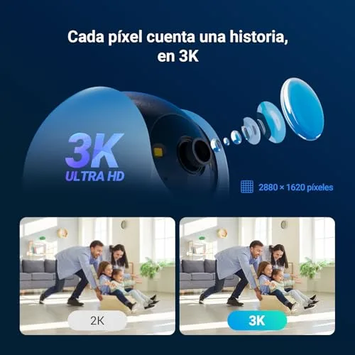 EZVIZ ▫️ C6N G1 3K (Conjunto de 2) Câmara de vigilância Wi-Fi para interiores com visão de 360°, câmara IP com deteção de pessoas, visão noturna a cores, áudio bidirecional, acompanhamento com zoom, controlo remoto, para bebés/empresas 3