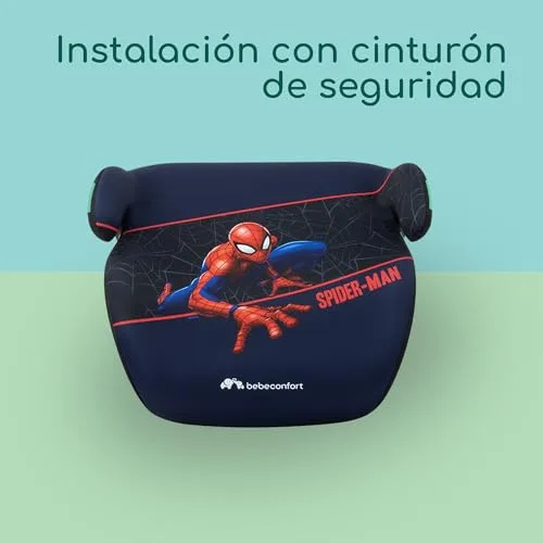 Bebeconfort ▫️ Marvel Manga i-Safe, Assento elevatório para automóvel, Cadeira auto Marvel Legends Spiderman, 6-12 anos, 128–150 cm, 22-36 kg, Leve, fácil instalação com cinto de segurança, almofadada, Spiderman autêntico 3
