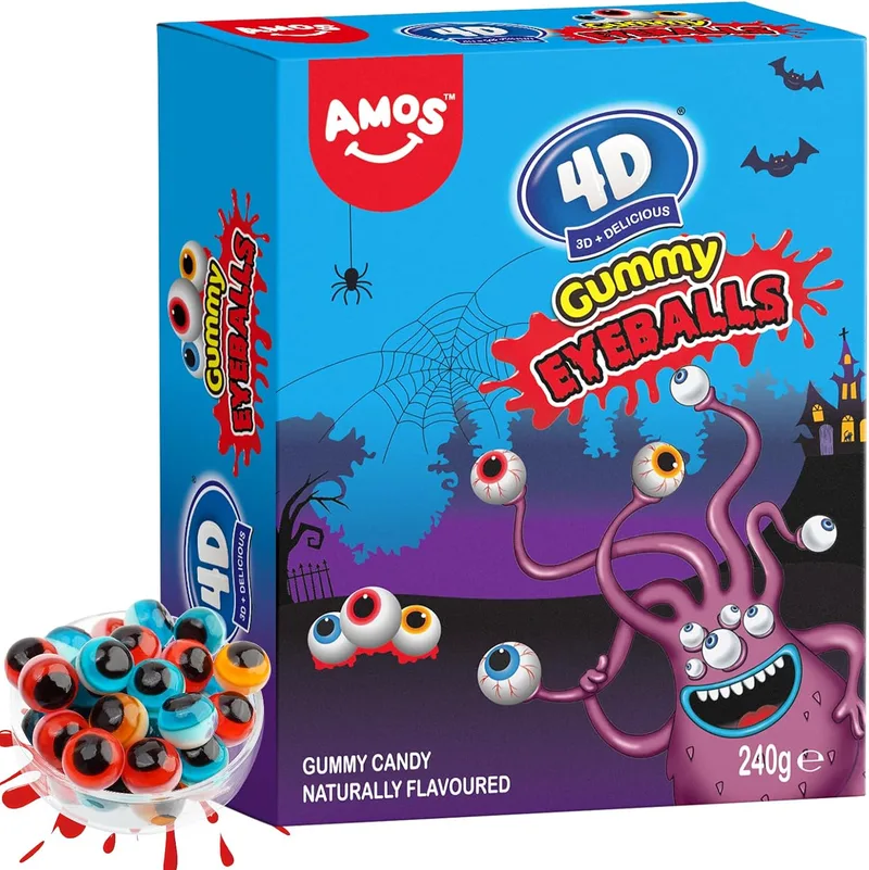 Amos ▫️ Pastilhas de Goma de Halloween 4D Olhos 240 g