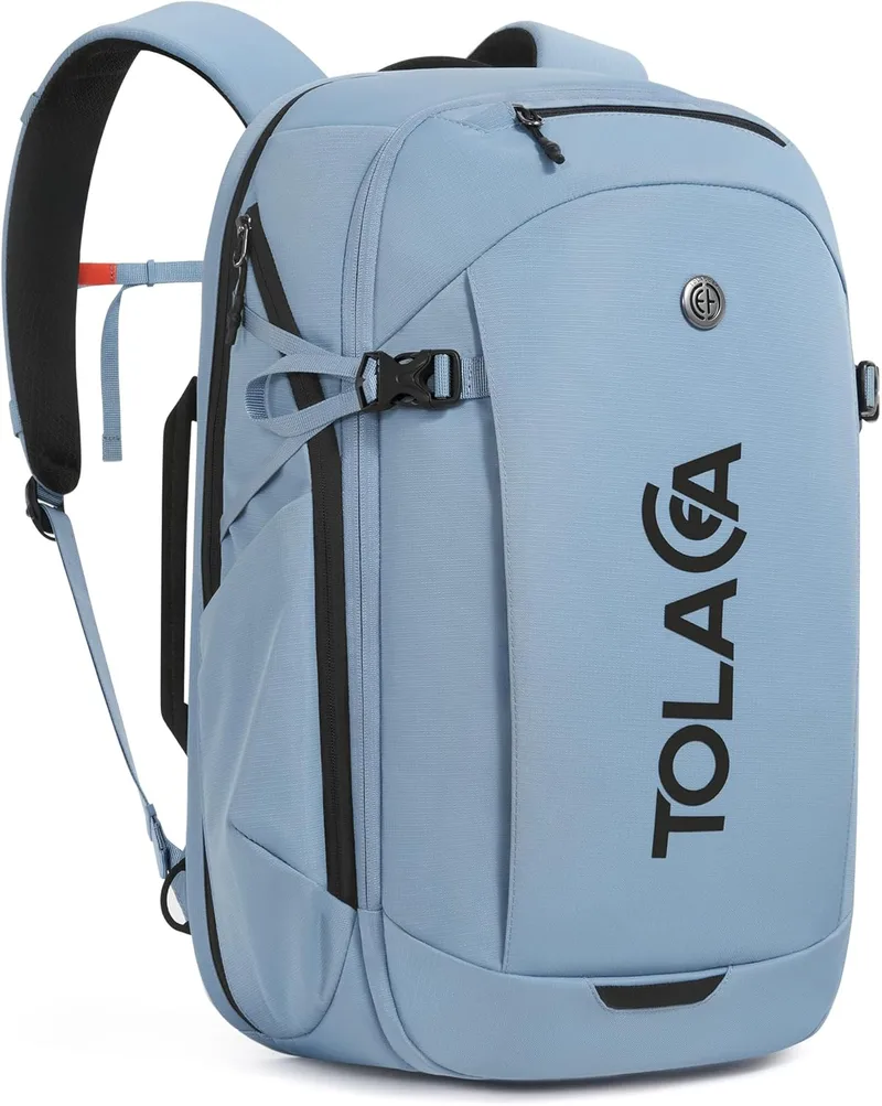 Tolaccea ▫️ Mochila para PC com compartimento em EVA para portátil de 15,6″ – Mochila de viagem de 32 L, mochila de mão para avião, resistente à água e antirroubo, com compartimento impermeável e fechos YKK