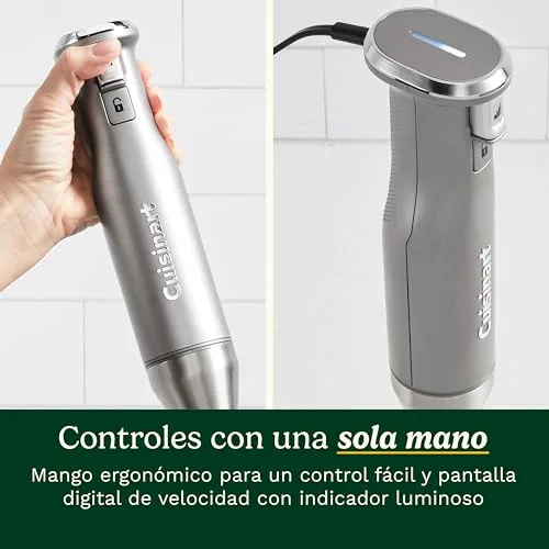 CUISINART ▫️ Batedora de imersão Power Blend de 400 W com velocidade variável, lâmina em aço inoxidável, copo anti-riscos sem BPA, taça do processador, batedor e recipiente Prep-and-Go. 4