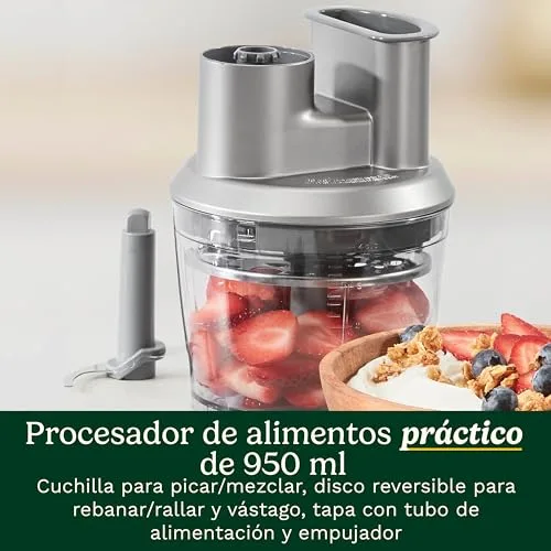 CUISINART ▫️ Batedora de imersão Power Blend de 400 W com velocidade variável, lâmina em aço inoxidável, copo anti-riscos sem BPA, taça do processador, batedor e recipiente Prep-and-Go. 6